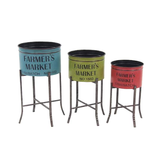 Multicolored Metal Farmhouse Planter Set